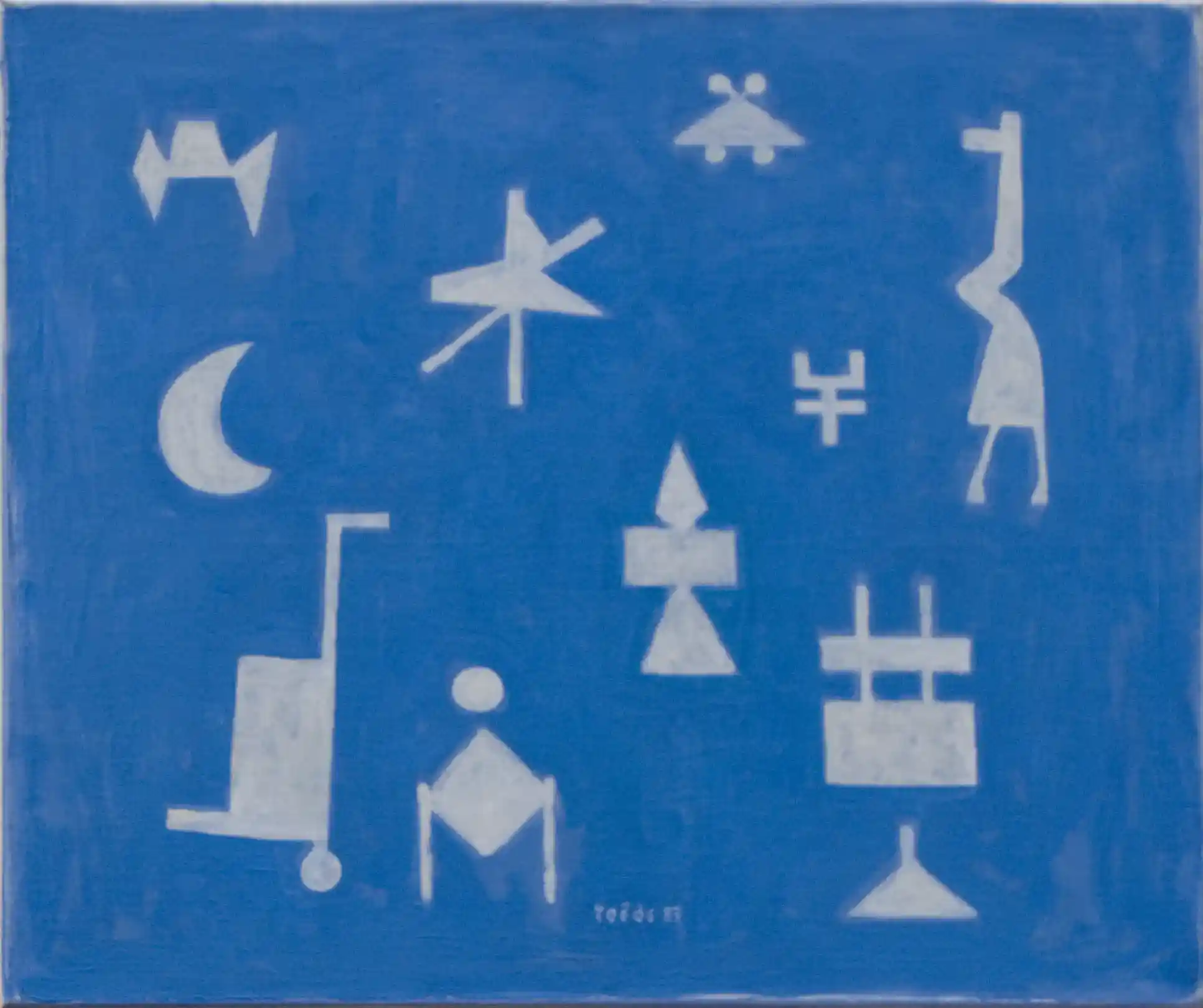 Jan Roëde – Witte symbolen, olie, linnen, 1983