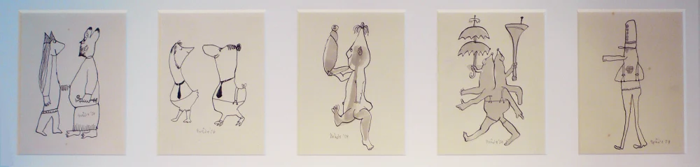Jan Roëde – 5 pentekeningen, inkt, papier, 1954