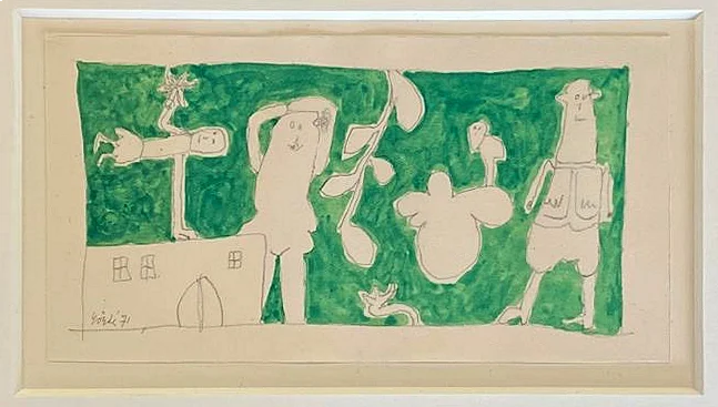 Jan Roëde – PP08, potlood, waterverf, papier, 1971